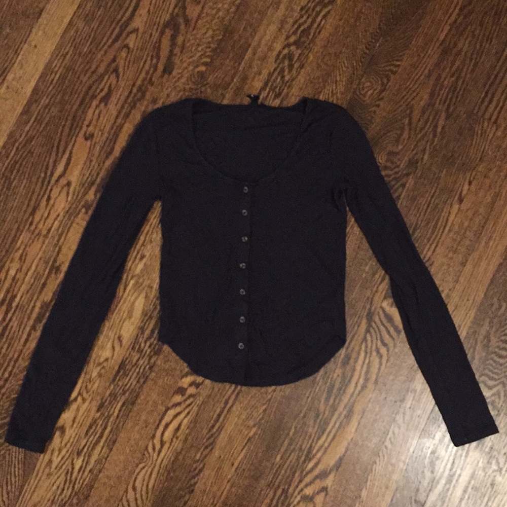 Long sleeve button down 1x1 knit rib top
